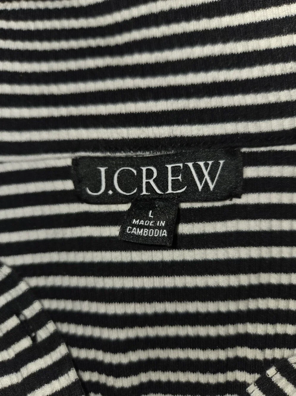 J.Crew Women's Short-Sleeve Henley Polo in Striped Vintage Rib. I